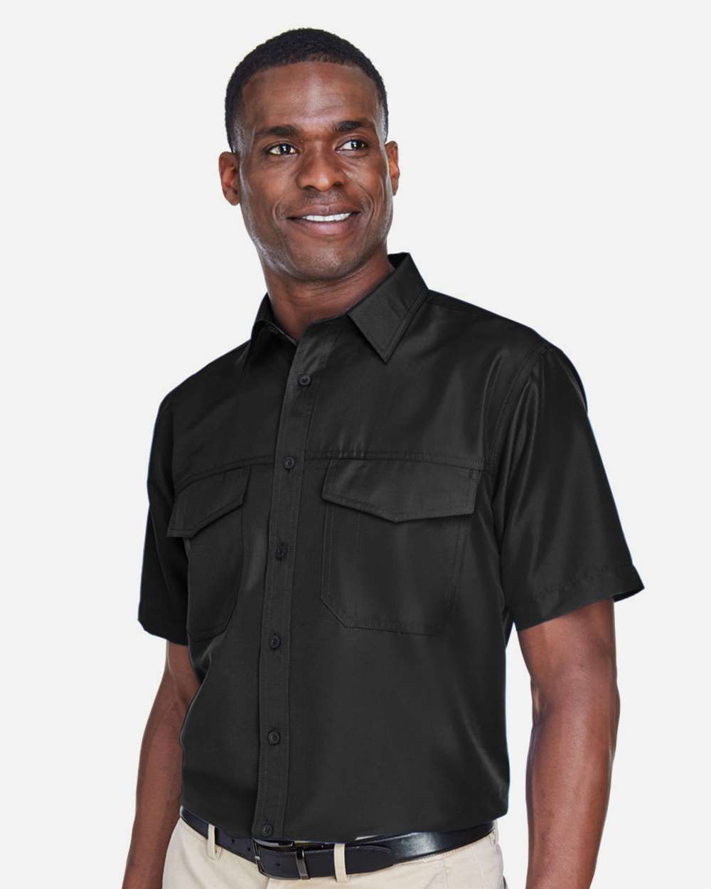 Men's Key West Short Sleeve Performance Staff Shirt - OnModelSide - B256B9502 - Black