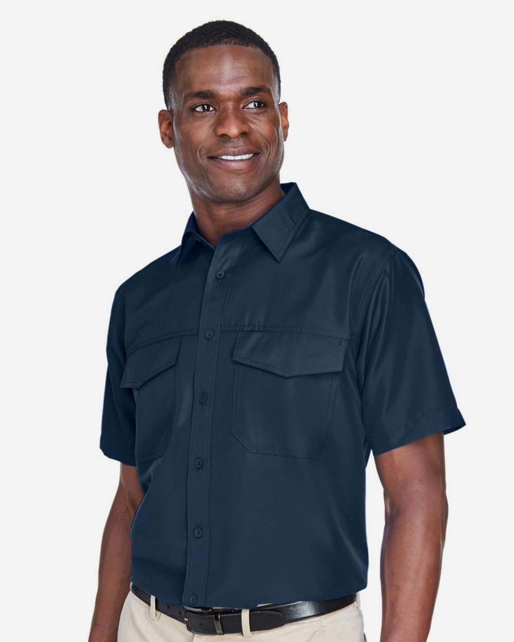 Men's Key West Short Sleeve Performance Staff Shirt - OnModelSide - B256B9652 - Navy