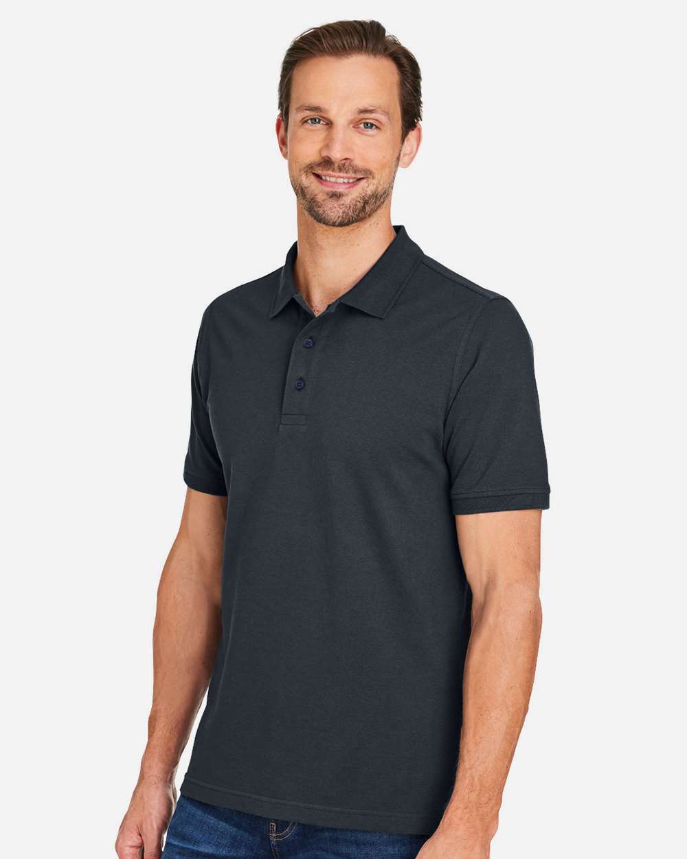 Men's Valiant Cotton Snag Protect Polo - OnModelSide - B193B9593 - Dark Charcoal