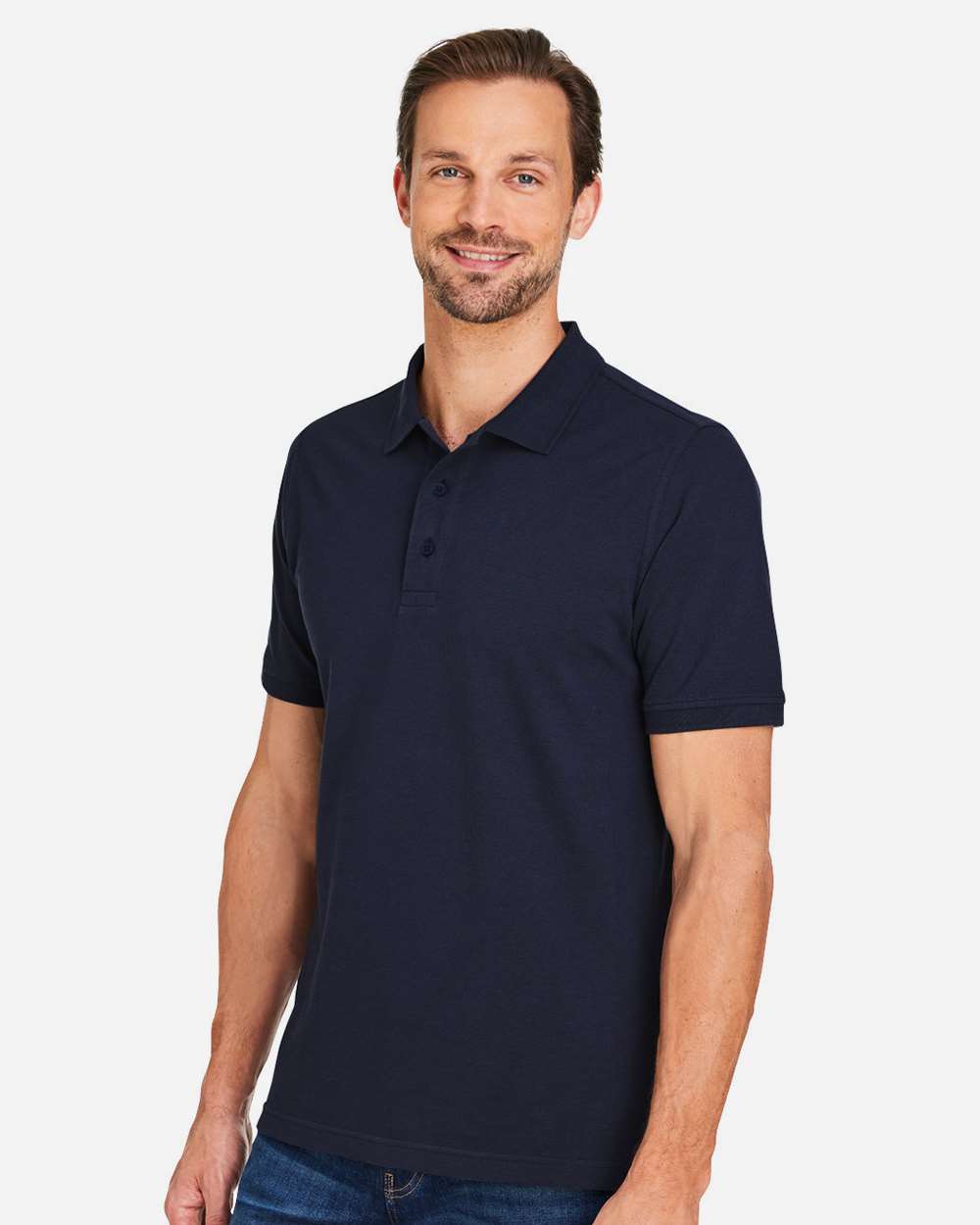Men's Valiant Cotton Snag Protect Polo - OnModelSide - B193B9653 - Dark Navy