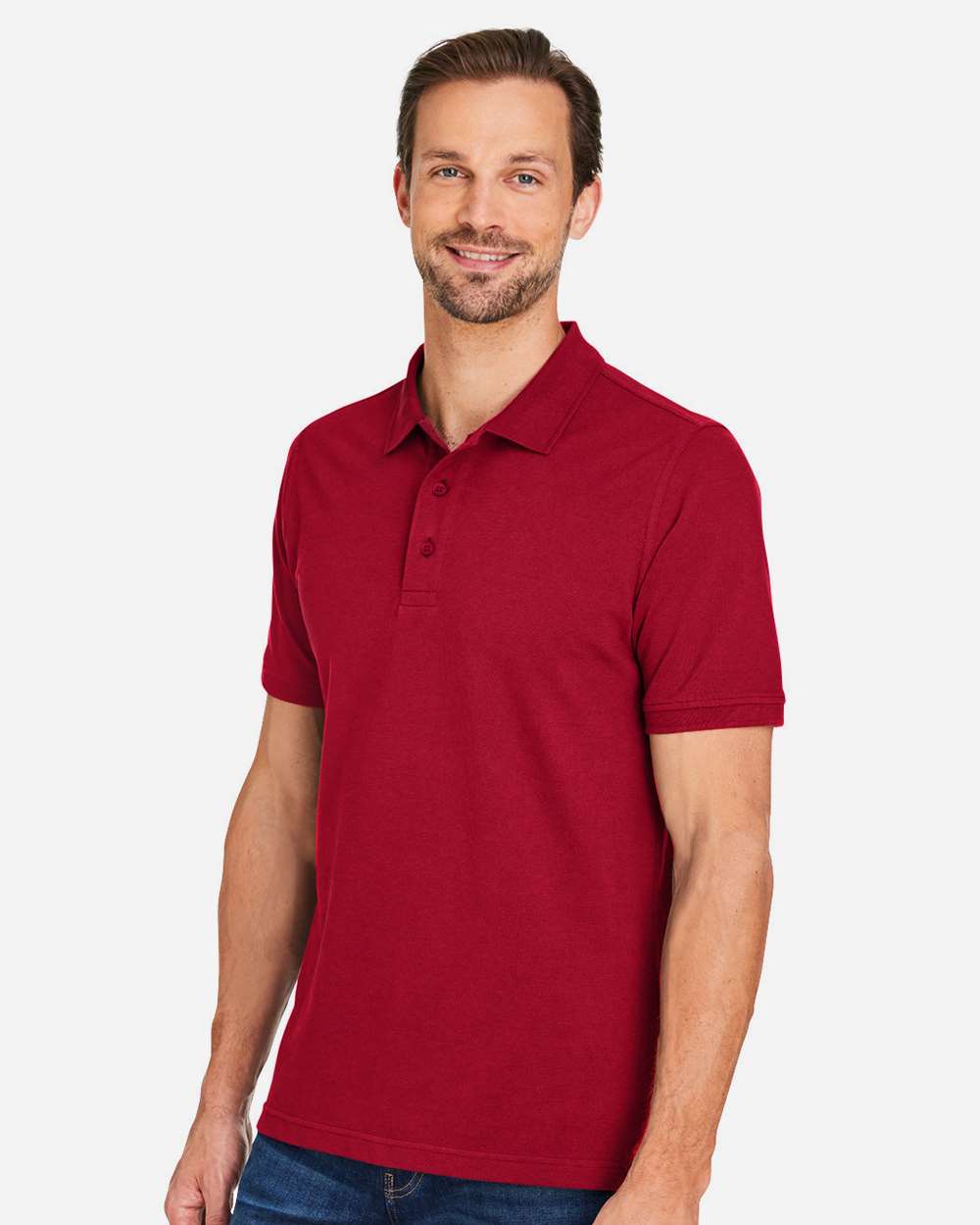 Men's Valiant Cotton Snag Protect Polo - OnModelSide - B193B9703 - Red