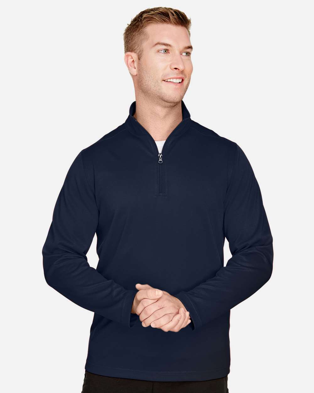 Men's Advantage Snag Protection Plus Quarter-Zip Pullover - OnModelFront - B288B9653 - Dark Navy