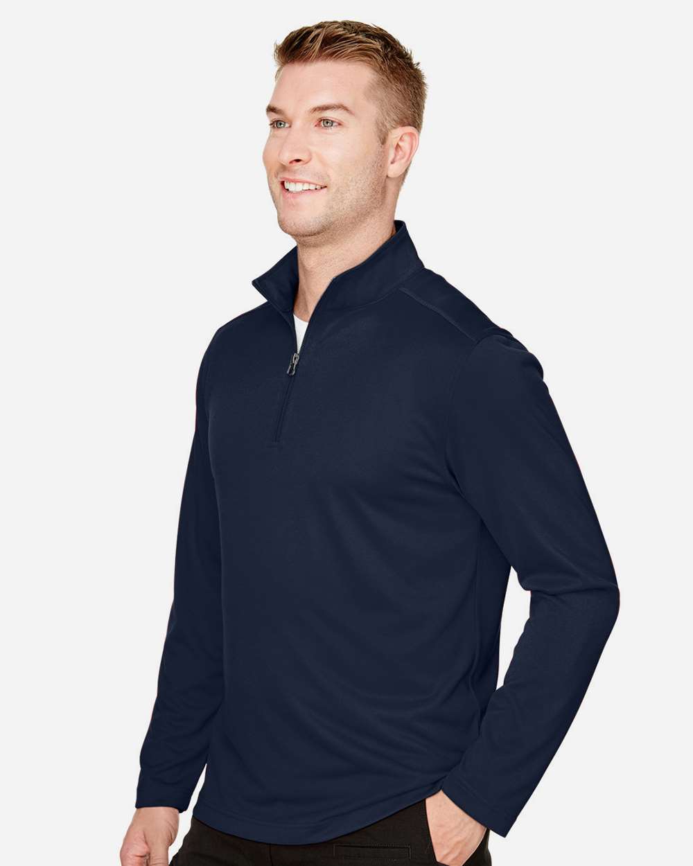 Men's Advantage Snag Protection Plus Quarter-Zip Pullover - OnModelSide - B288B9653 - Dark Navy