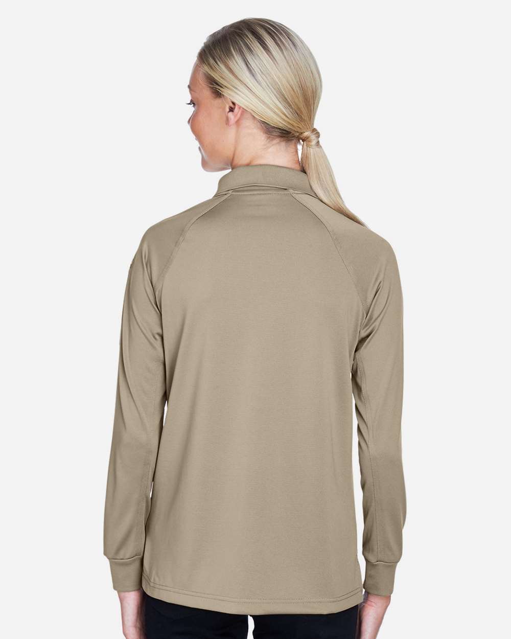 Women's Advantage Long Sleeve Tactical Polo - OnModelBack - B201B9242 - Desert Khaki