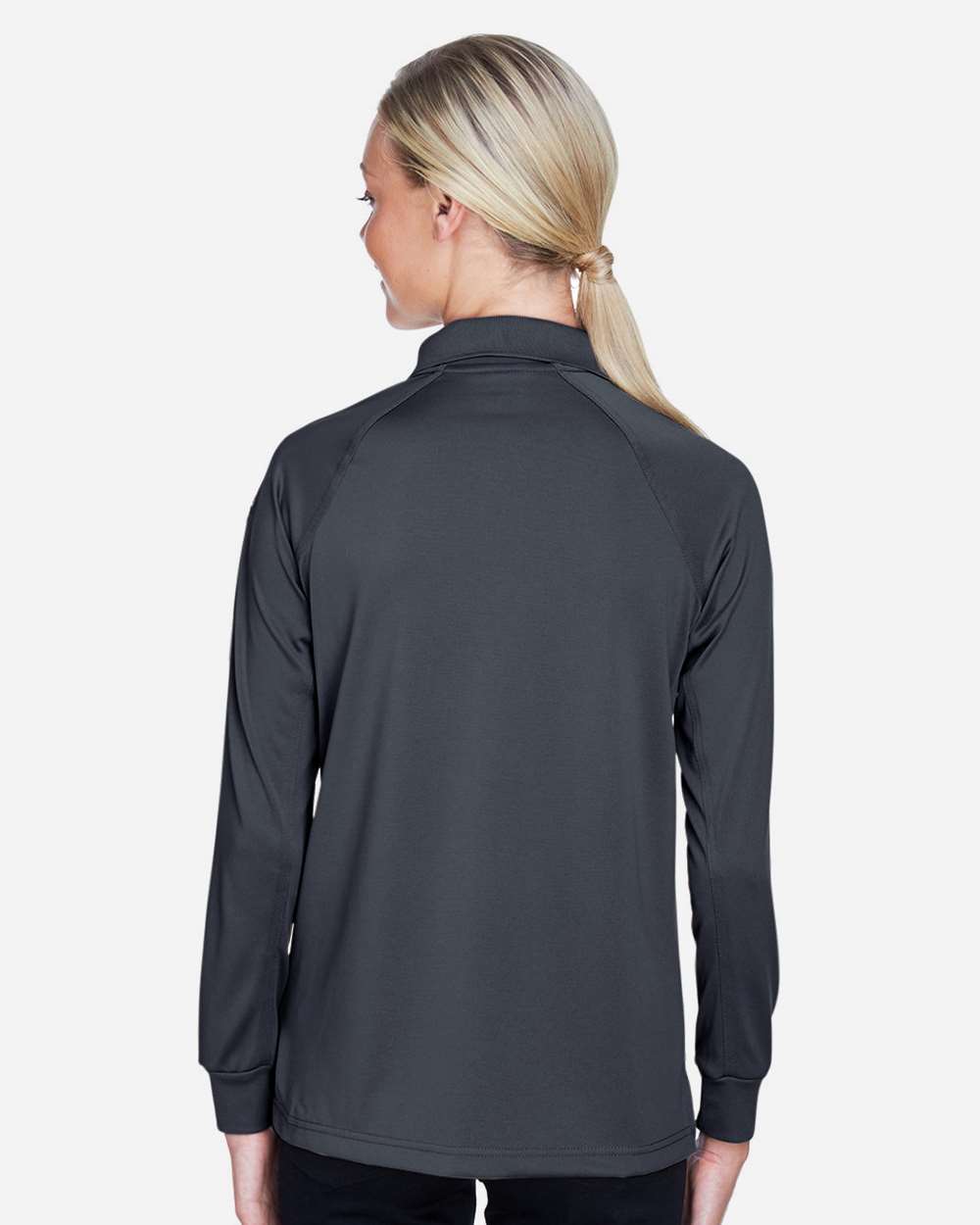 Women's Advantage Long Sleeve Tactical Polo - OnModelBack - B201B9592 - Dark Charcoal