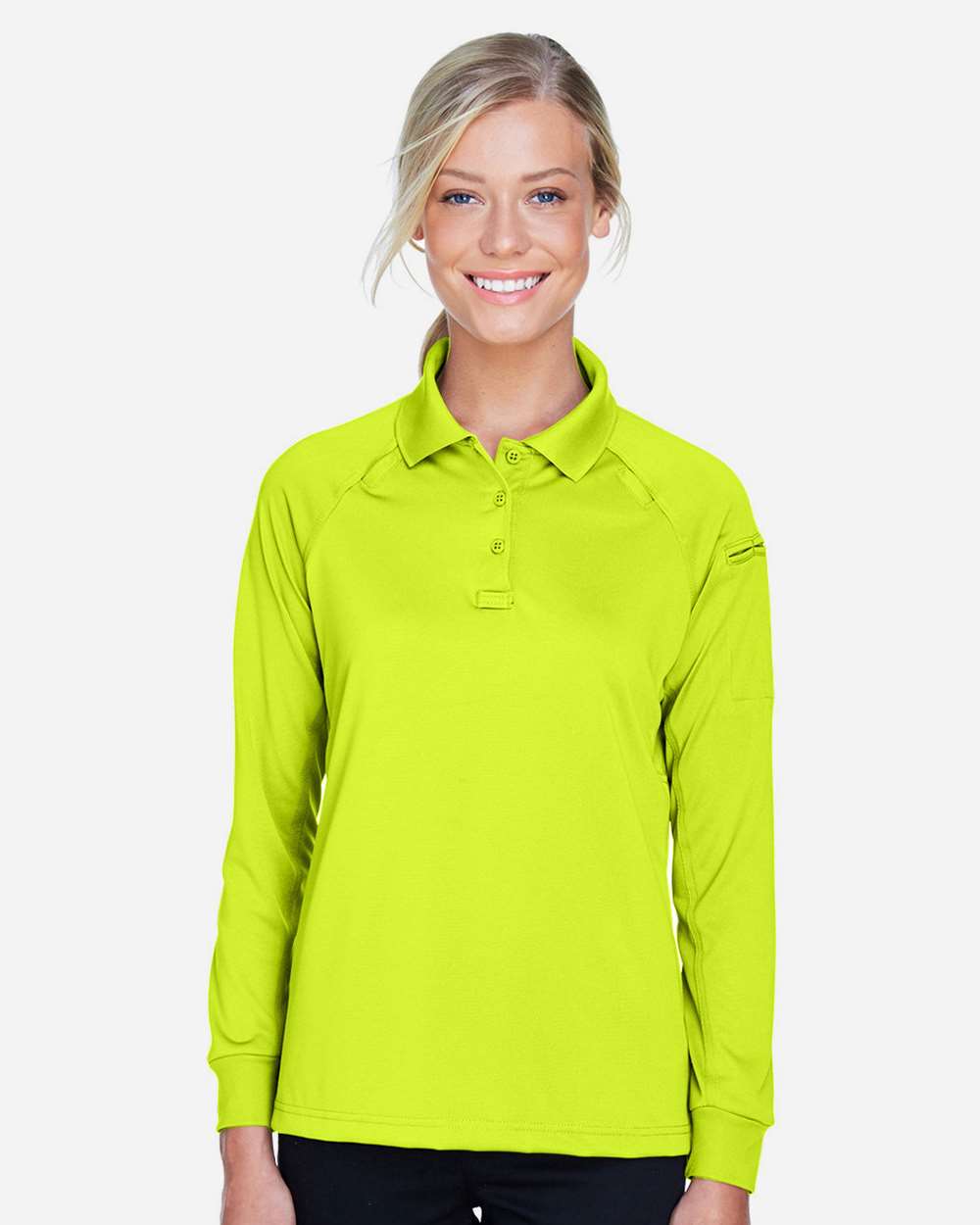 Women's Advantage Long Sleeve Tactical Polo - OnModelFront - B201B9122 - Safety Yellow