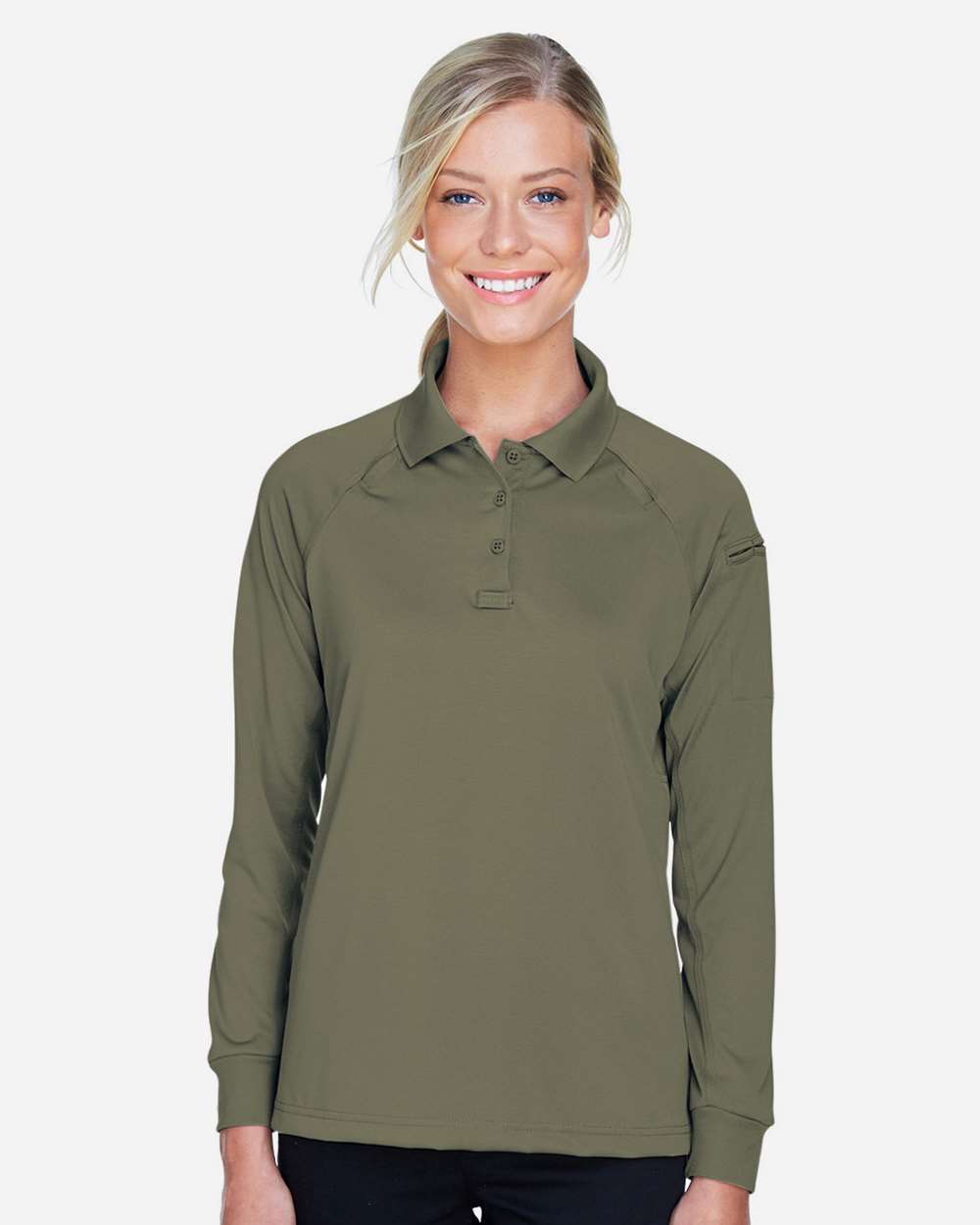 Women's Advantage Long Sleeve Tactical Polo - OnModelFront - B201B9172 - Tactical Green
