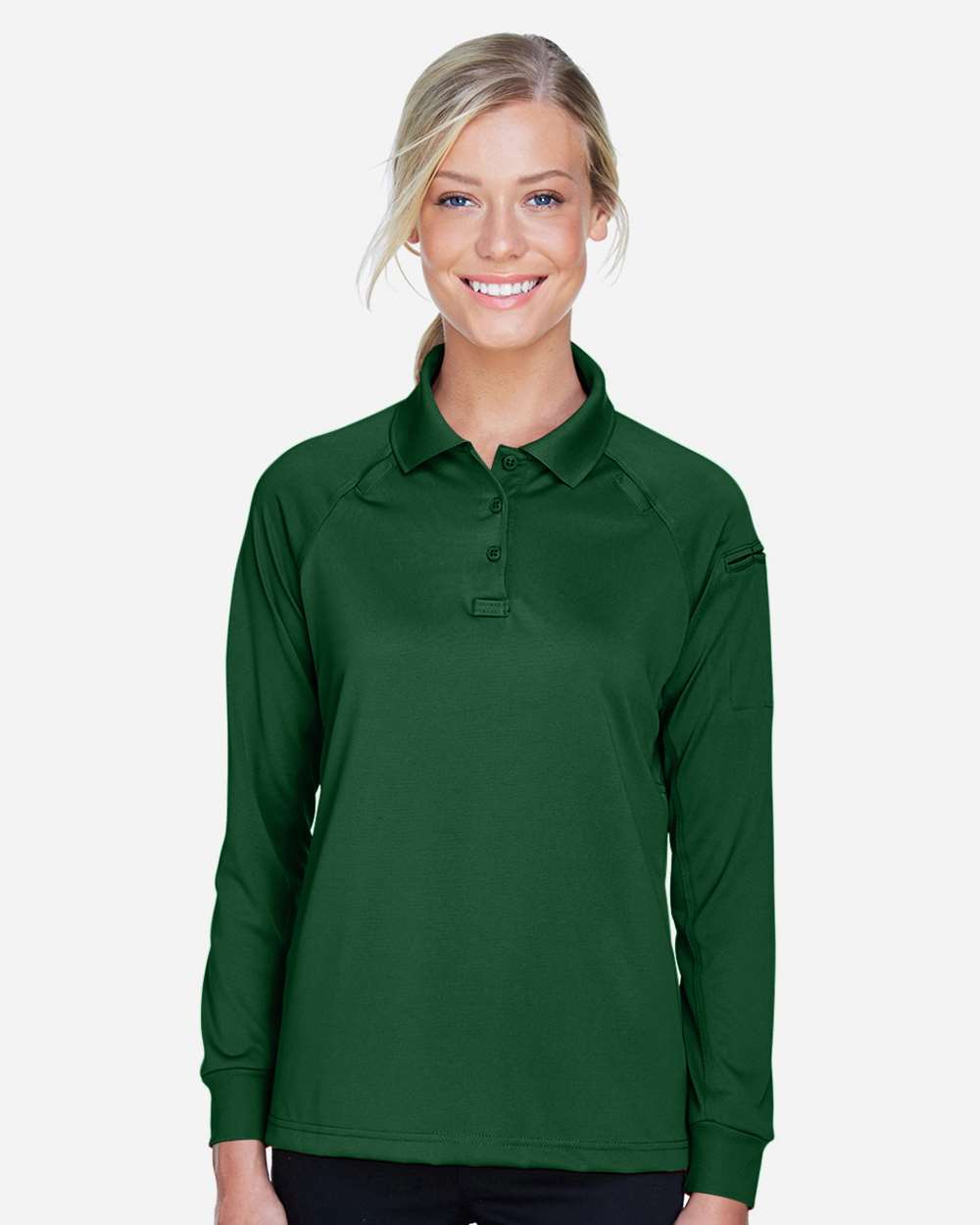 Women's Advantage Long Sleeve Tactical Polo - OnModelFront - B201B9542 - Dark Green