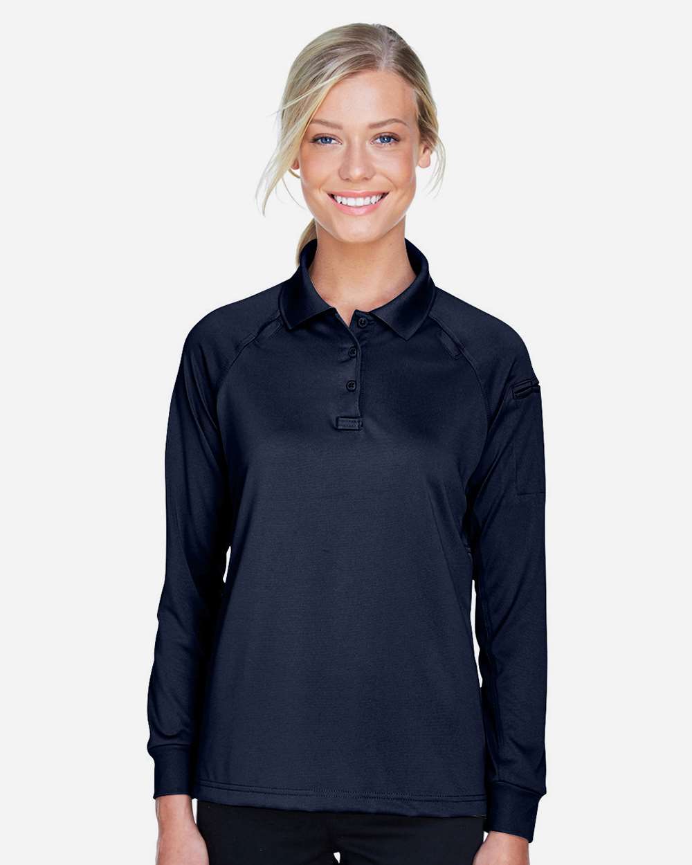 Women's Advantage Long Sleeve Tactical Polo - OnModelFront - B201B9652 - Dark Navy
