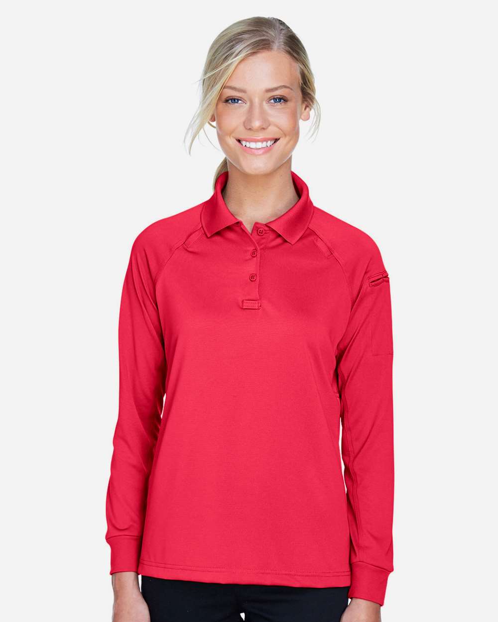 Women's Advantage Long Sleeve Tactical Polo - OnModelFront - B201B9702 - Red