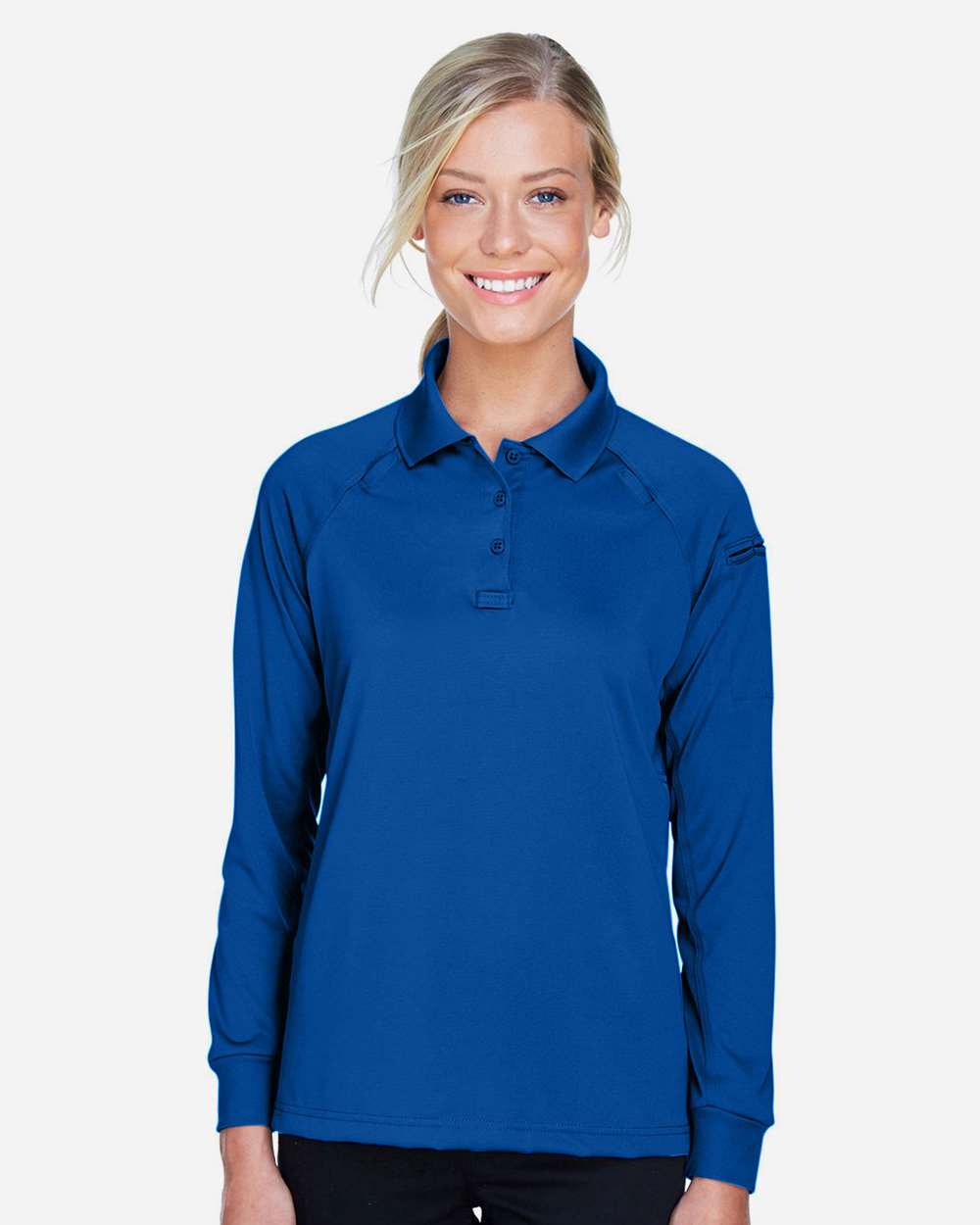 Women's Advantage Long Sleeve Tactical Polo - OnModelFront - B201B9752 - True Royal