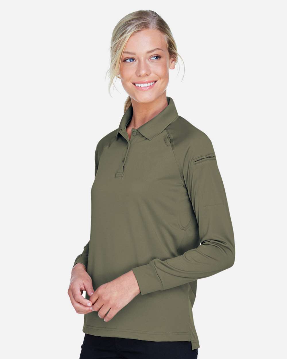 Women's Advantage Long Sleeve Tactical Polo - OnModelSide - B201B9172 - Tactical Green