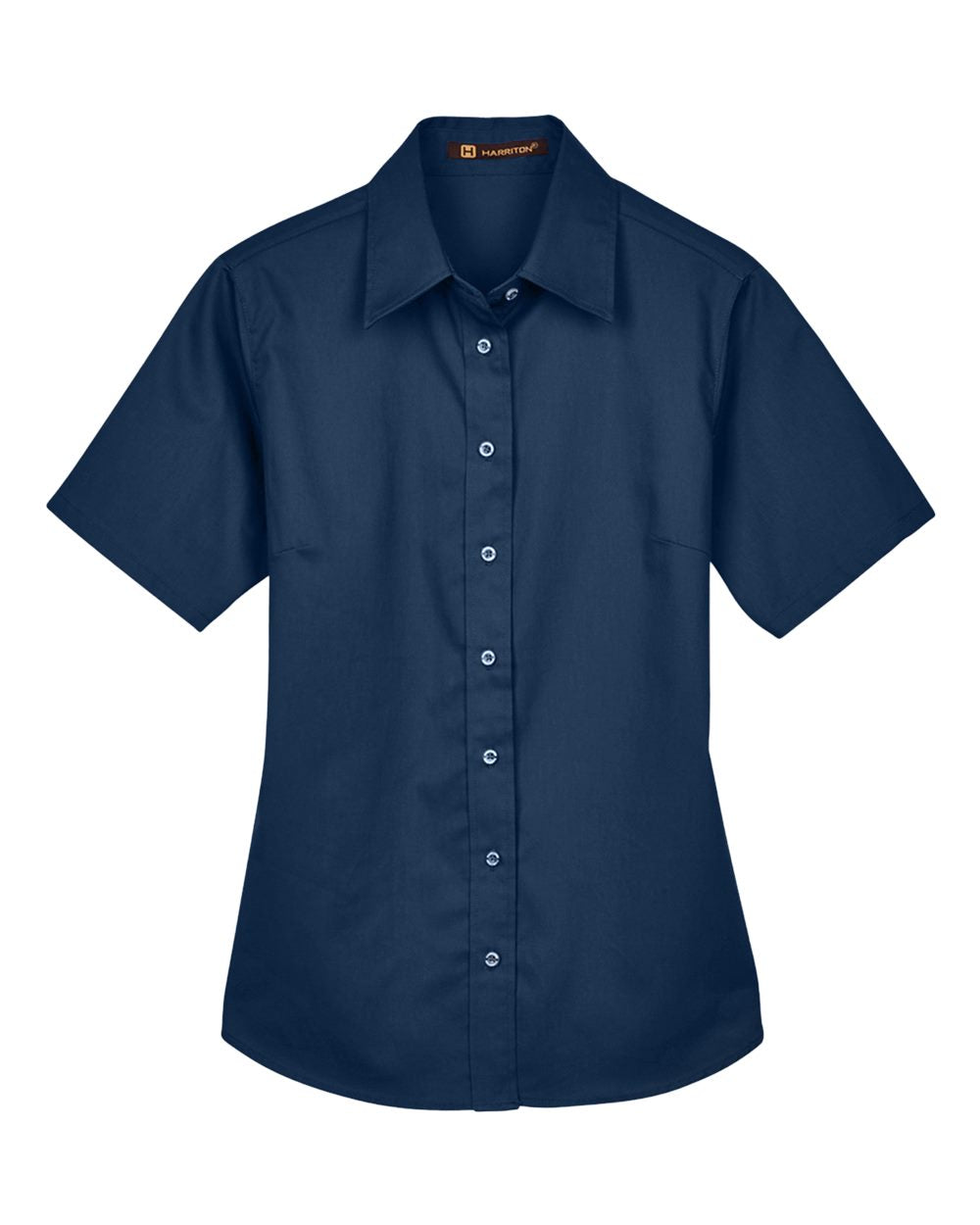 Women's Easy Blend™ Short Sleeve Twill Dress Shirt with Stain-Release - Front - B238B9652 - Navy