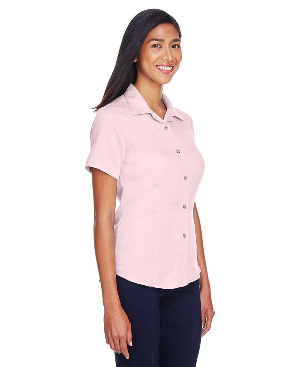 Women's Bahama Cord Camp Shirt - OnModelSide - B254B9303 - Blush