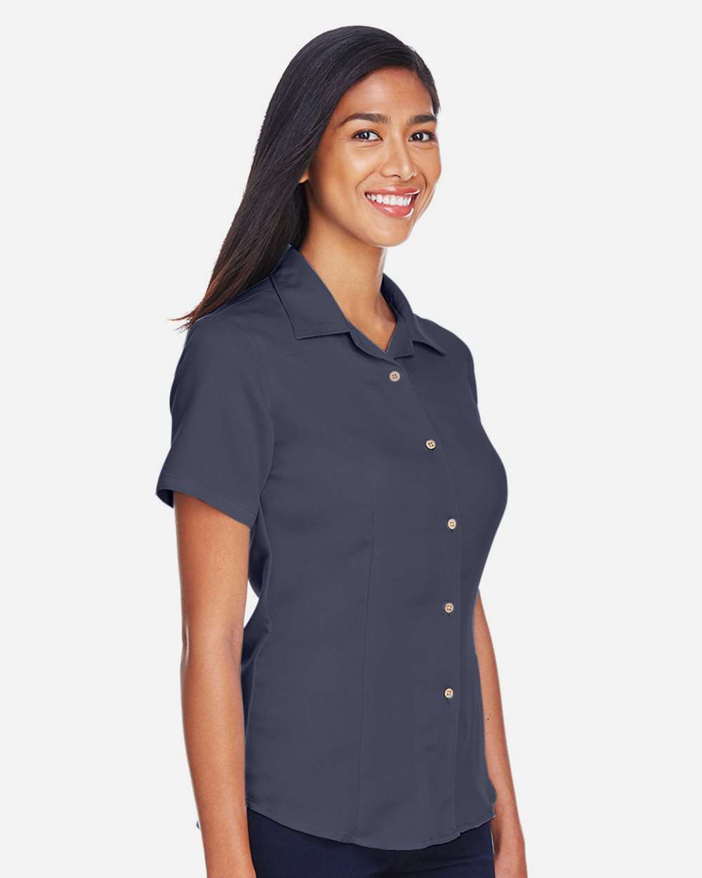 Women's Bahama Cord Camp Shirt - OnModelSide - B254B9653 - Navy