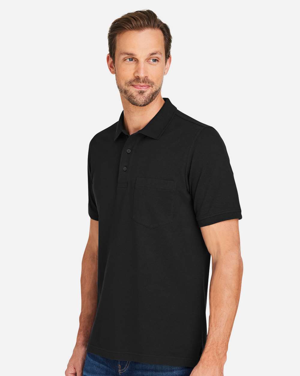 Men's Valiant Cotton Snag Protect Pocket Polo - OnModelSide - B194B9503 - Black