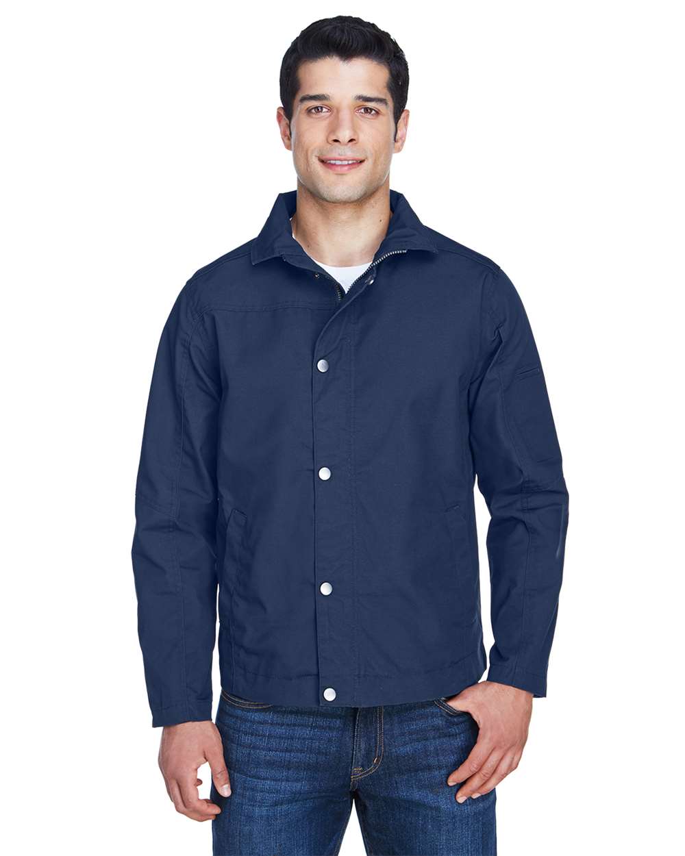 Men's Auxiliary Canvas Work Jacket - OnModelFront - B273B9650 - Dark Navy