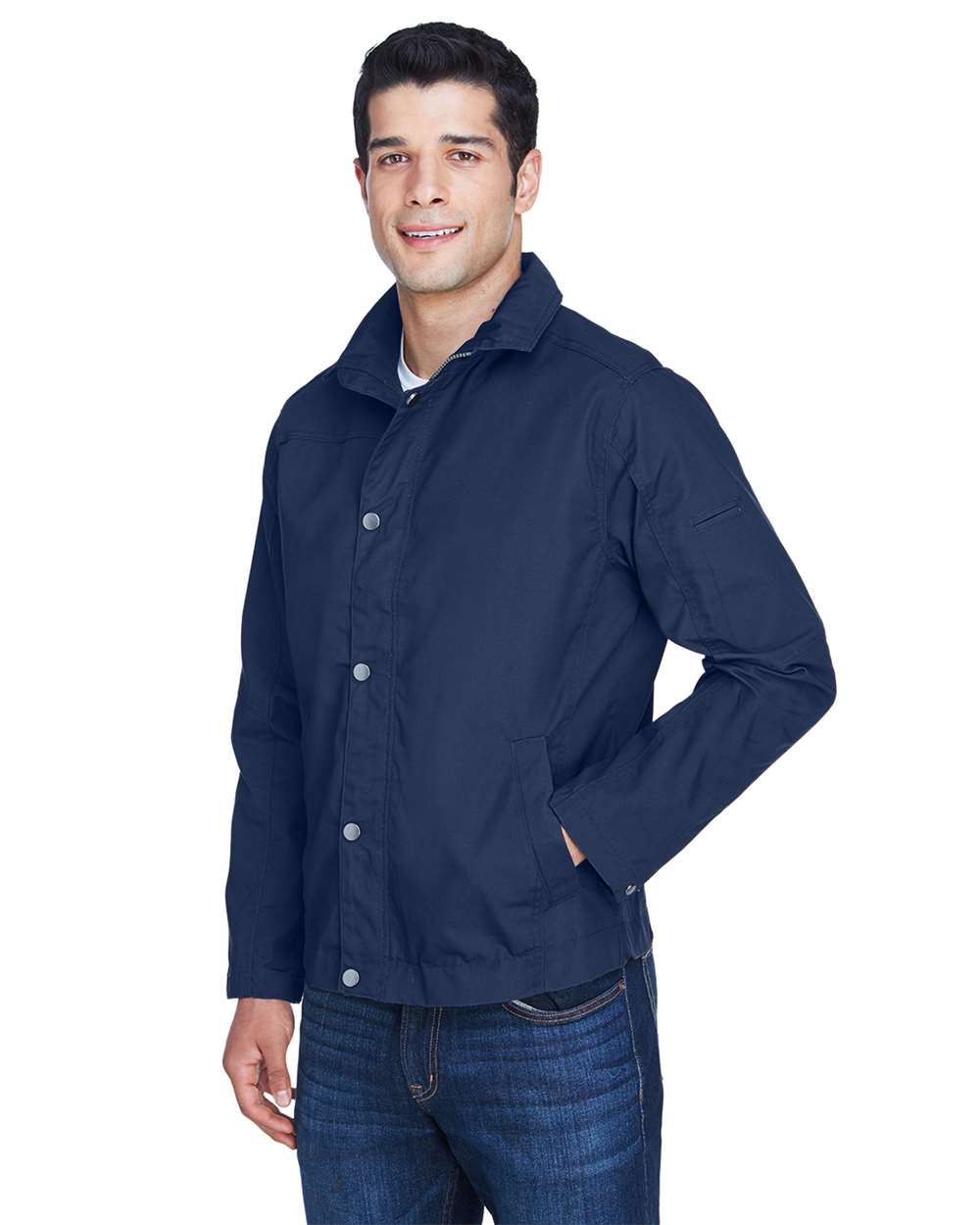 Men's Auxiliary Canvas Work Jacket - OnModelSide - B273B9650 - Dark Navy