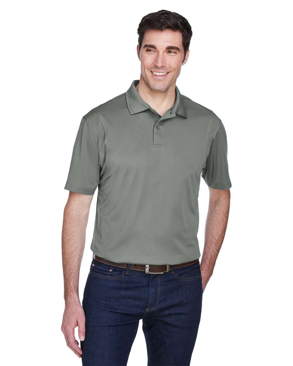 Men's Micro Piqu Polo - OnModelFront - B221B9592 - Charcoal