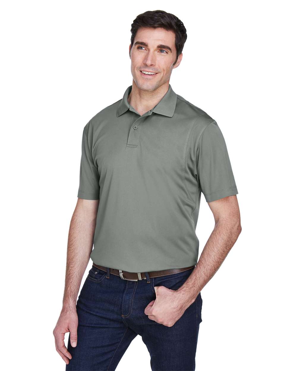 Men's Micro Piqu Polo - OnModelSide - B221B9592 - Charcoal