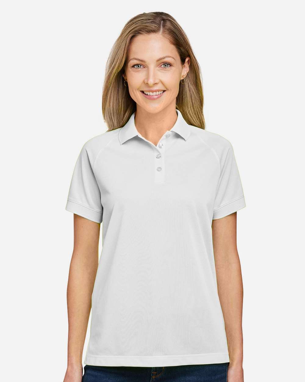 Women's Charge Snag and Soil Protect Polo - OnModelFront - B198B9002 - White