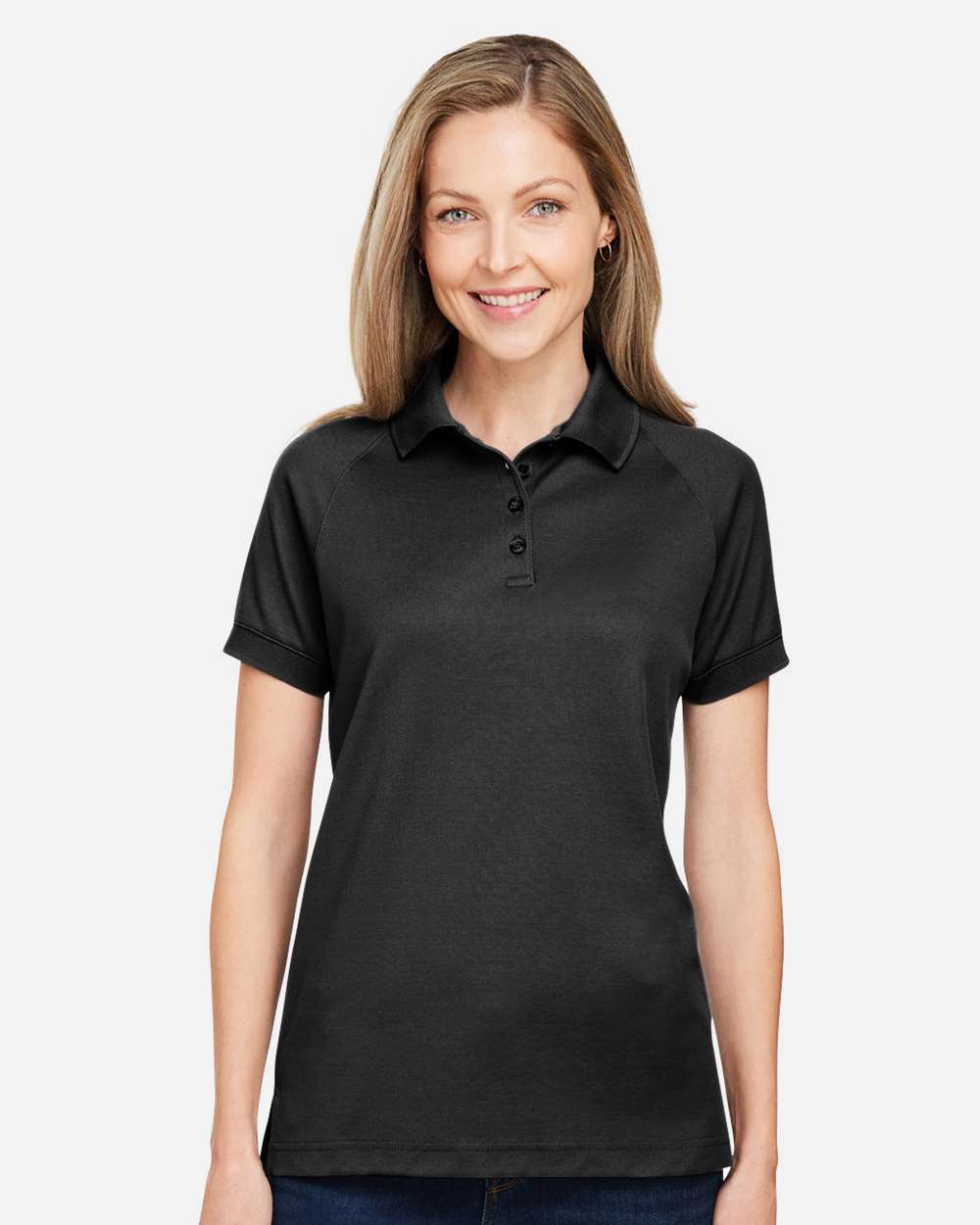 Women's Charge Snag and Soil Protect Polo - OnModelFront - B198B9502 - Black