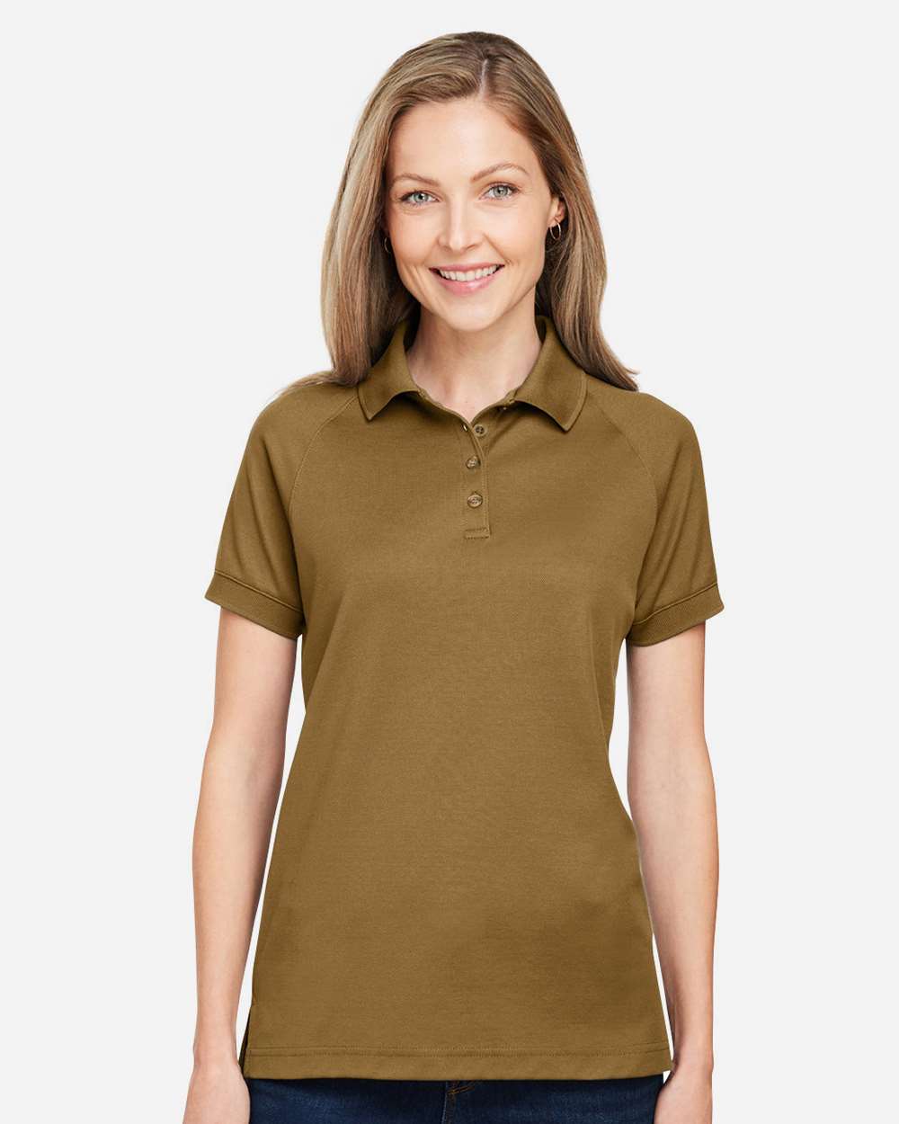 Women's Charge Snag and Soil Protect Polo - OnModelFront - B198B9602 - Coyote Brown