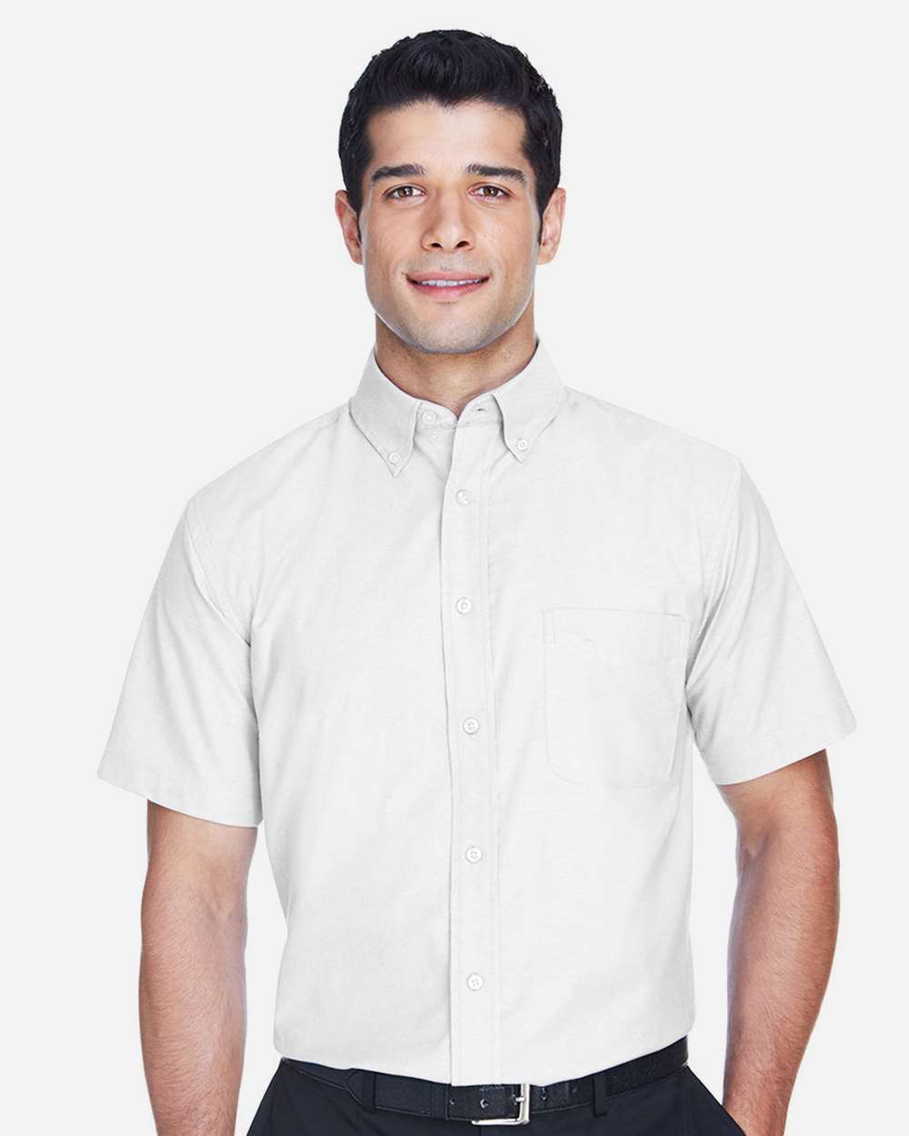 Men's Oxford Short Sleeve with Stain-Release - OnModelFront - B270B9005 - White