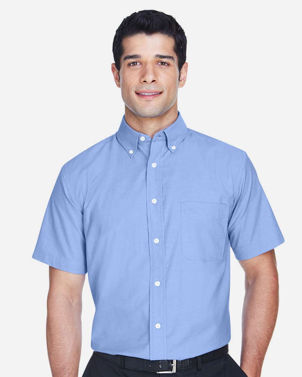 Men's Oxford Short Sleeve with Stain-Release - OnModelFront - B270B9253 - Light Blue
