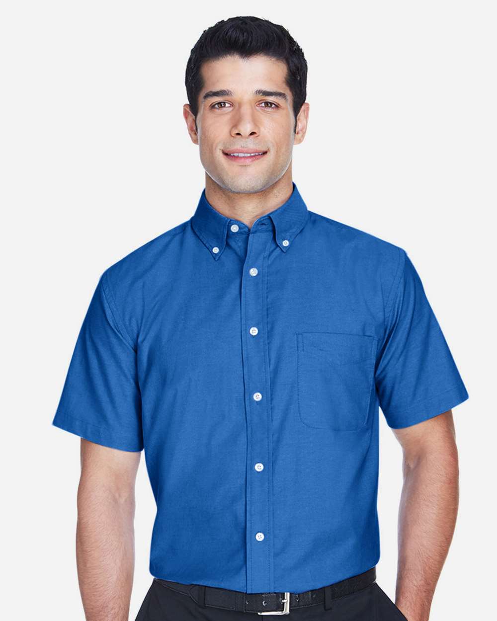 Men's Oxford Short Sleeve with Stain-Release - OnModelFront - B270B9752 - French Blue