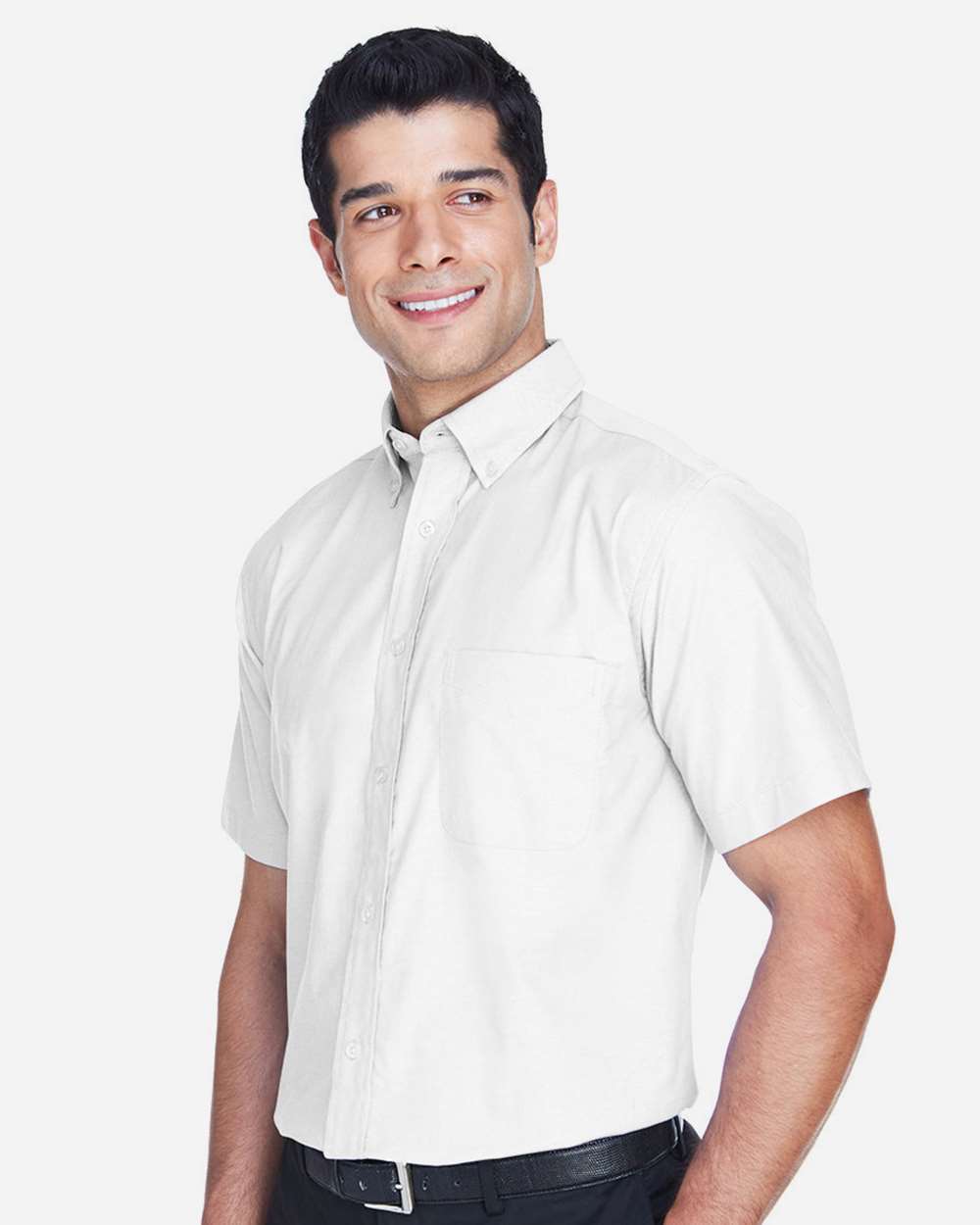 Men's Oxford Short Sleeve with Stain-Release - OnModelSide - B270B9005 - White