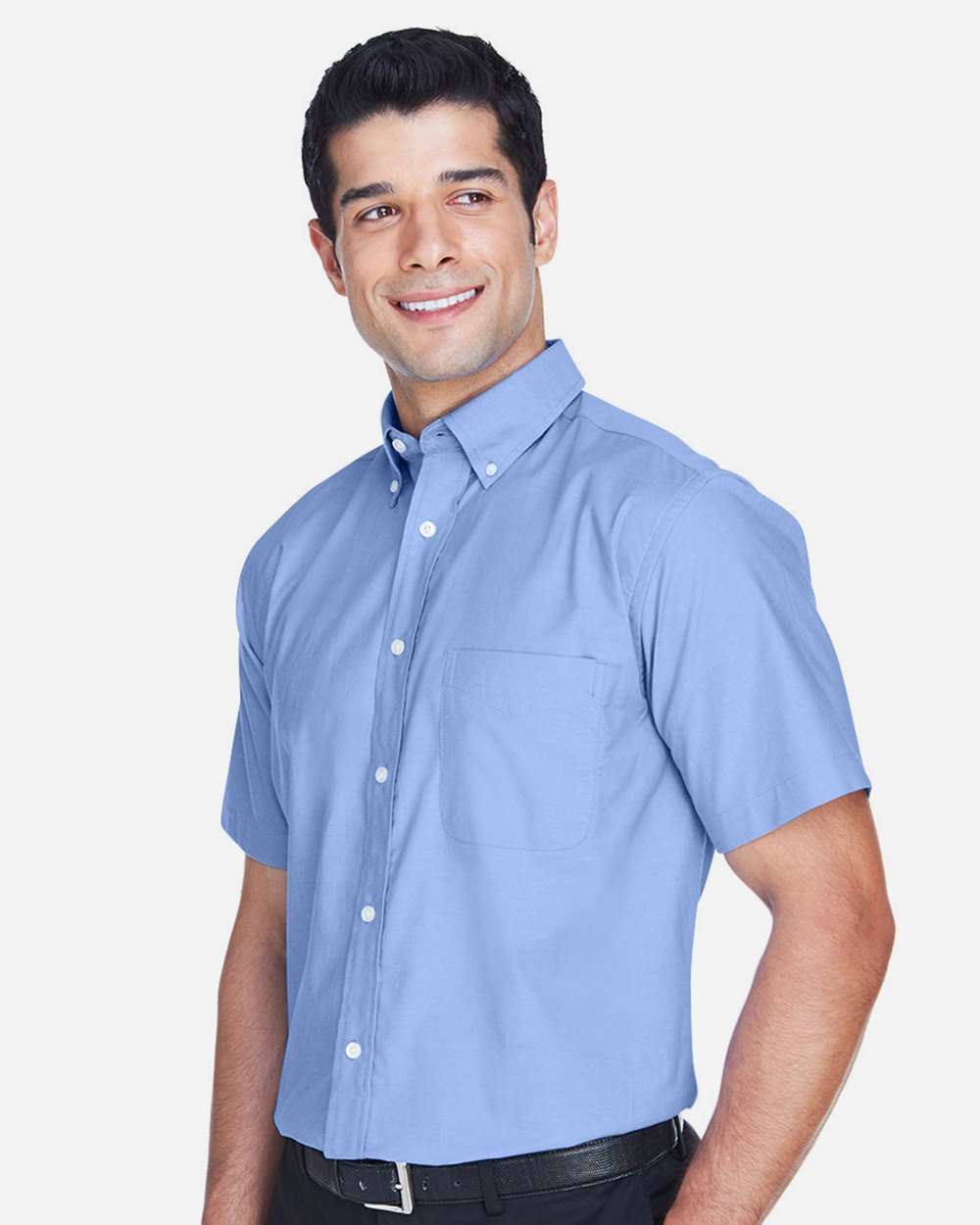 Men's Oxford Short Sleeve with Stain-Release - OnModelSide - B270B9253 - Light Blue