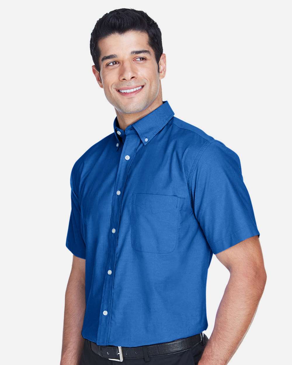 Men's Oxford Short Sleeve with Stain-Release - OnModelSide - B270B9752 - French Blue