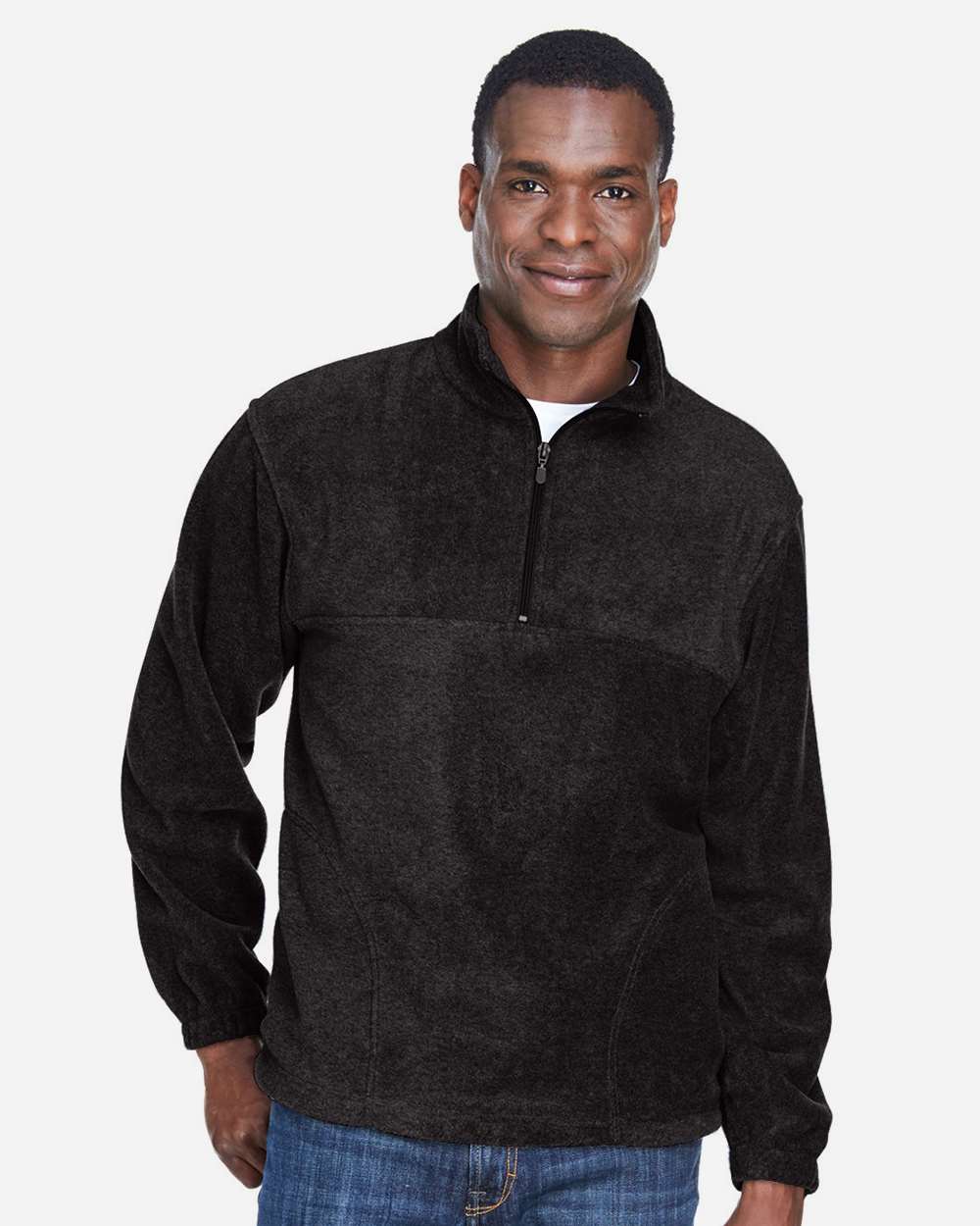 Men's Quarter-Zip Fleece Pullover - OnModelFront - B303B9503 - Black