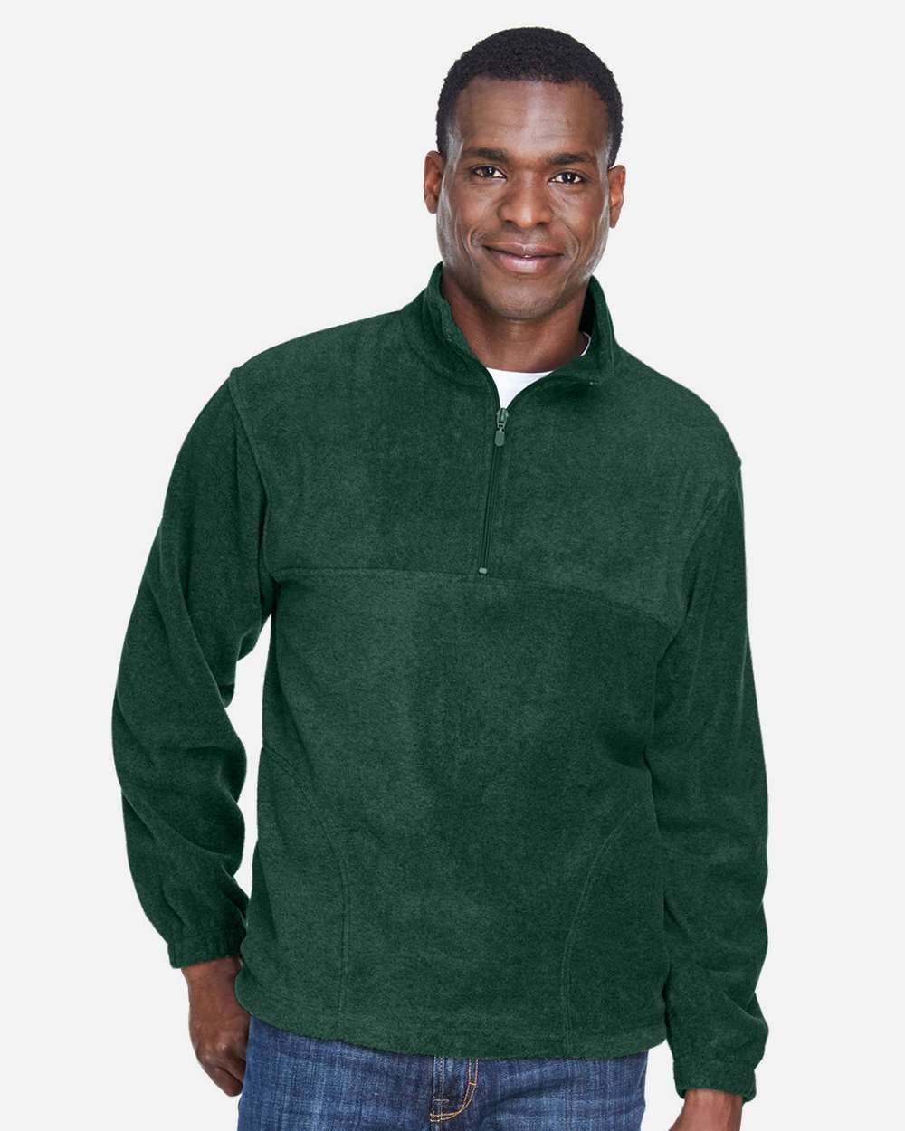 Men's Quarter-Zip Fleece Pullover - OnModelFront - B303B9543 - Hunter