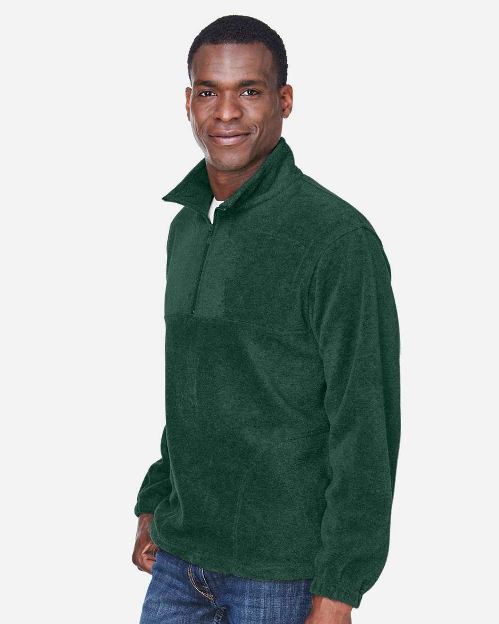 Men's Quarter-Zip Fleece Pullover - OnModelSide - B303B9543 - Hunter