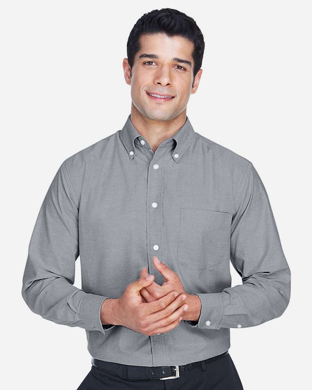 Men's Oxford Shirt - OnModelFront - B269B9593 - Oxford Grey