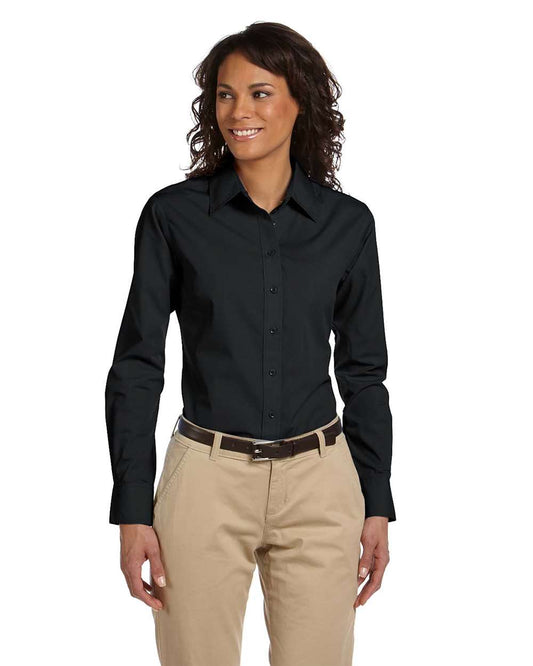 Women's Essential Poplin - OnModelFront - B243B9503 - Black