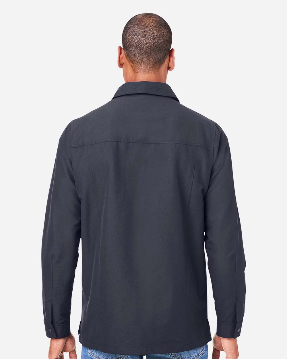 Unisex Flex Twill Overshirt - OnModelBack - B281B9592 - Dark Charcoal