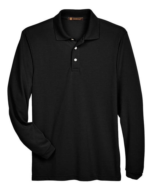 Men's Easy Blend™ Long Sleeve Polo - Front - B204B9502 - Black