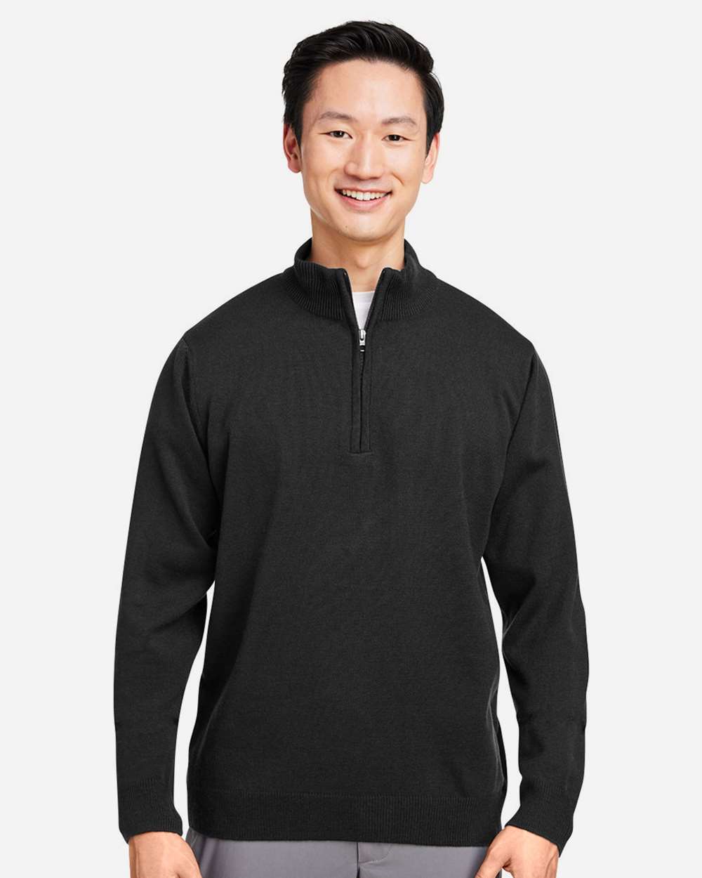 Unisex Pilbloc™ Quarter-Zip Pullover Sweater - OnModelFront - B233B9502 - Black