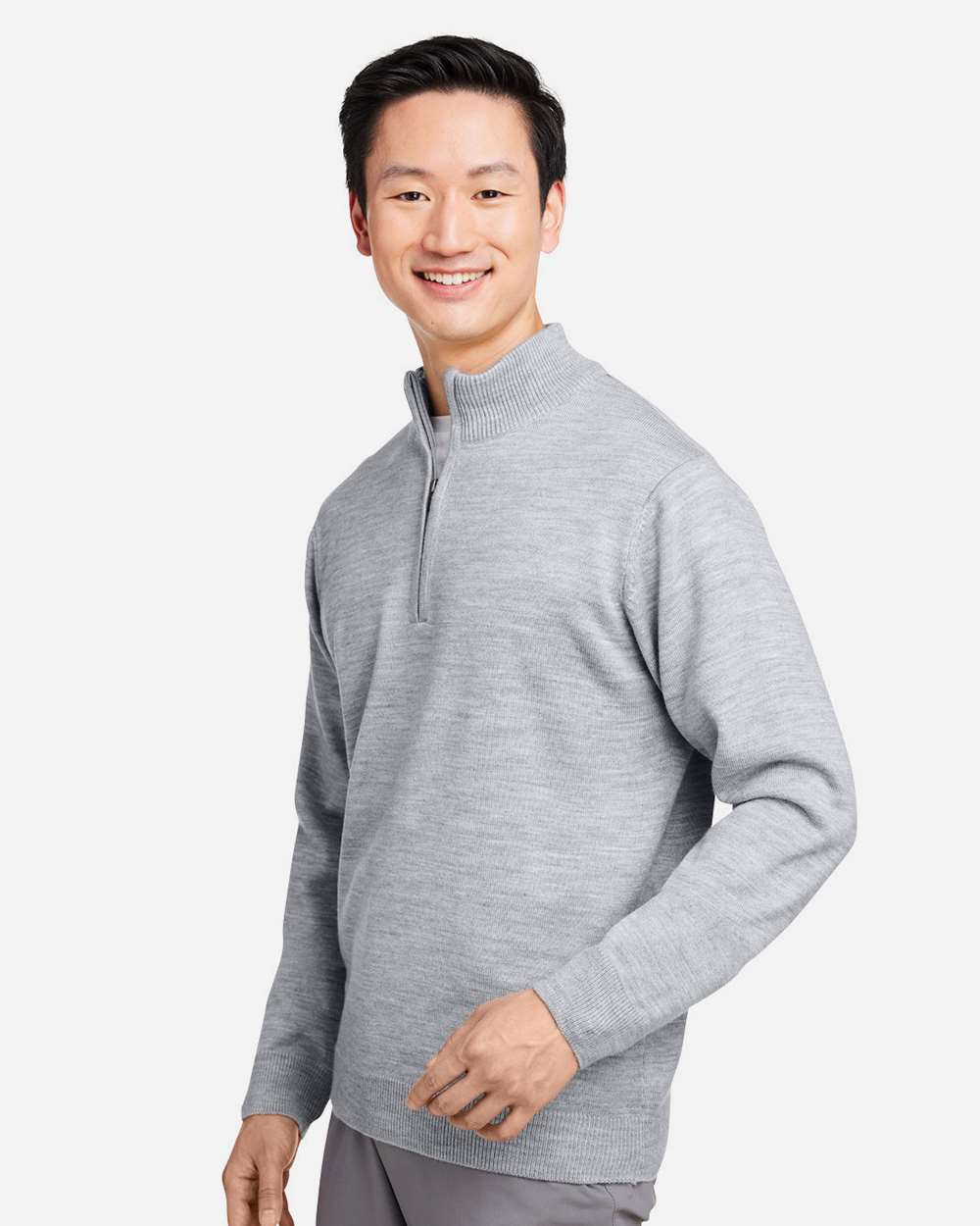 Unisex Pilbloc™ Quarter-Zip Pullover Sweater - OnModelSide - B233B9092 - Grey Heather