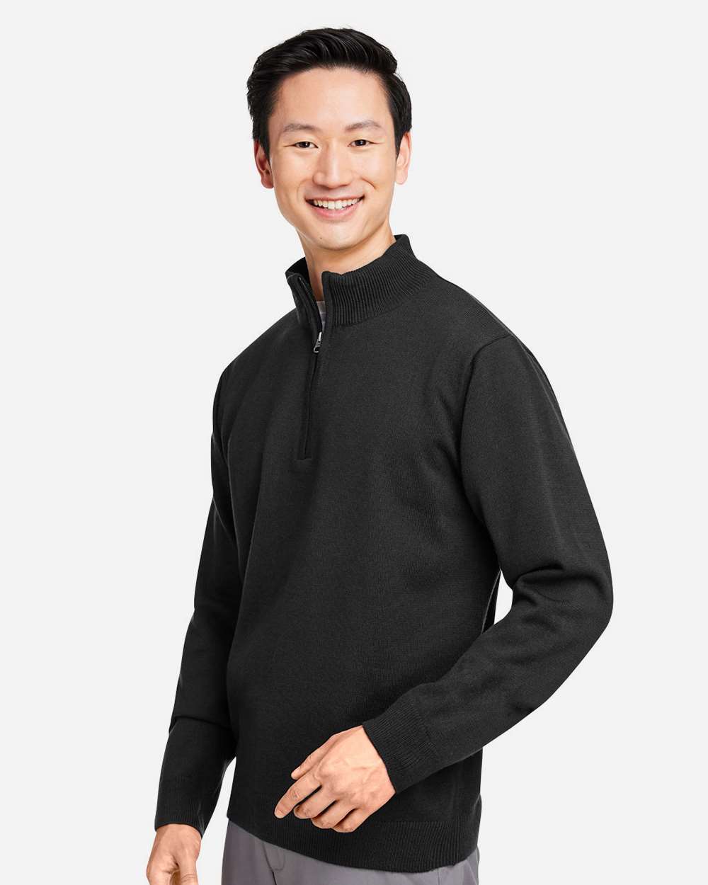Unisex Pilbloc™ Quarter-Zip Pullover Sweater - OnModelSide - B233B9502 - Black