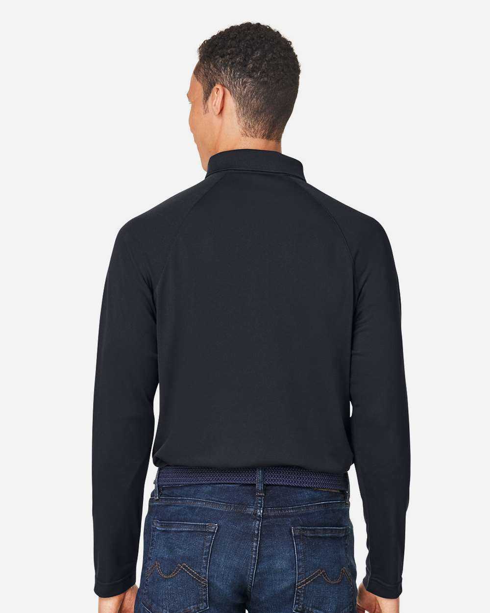 Men's Charge Snag and Soil Protect Long Sleeve Polo - OnModelBack - B197B9503 - Black