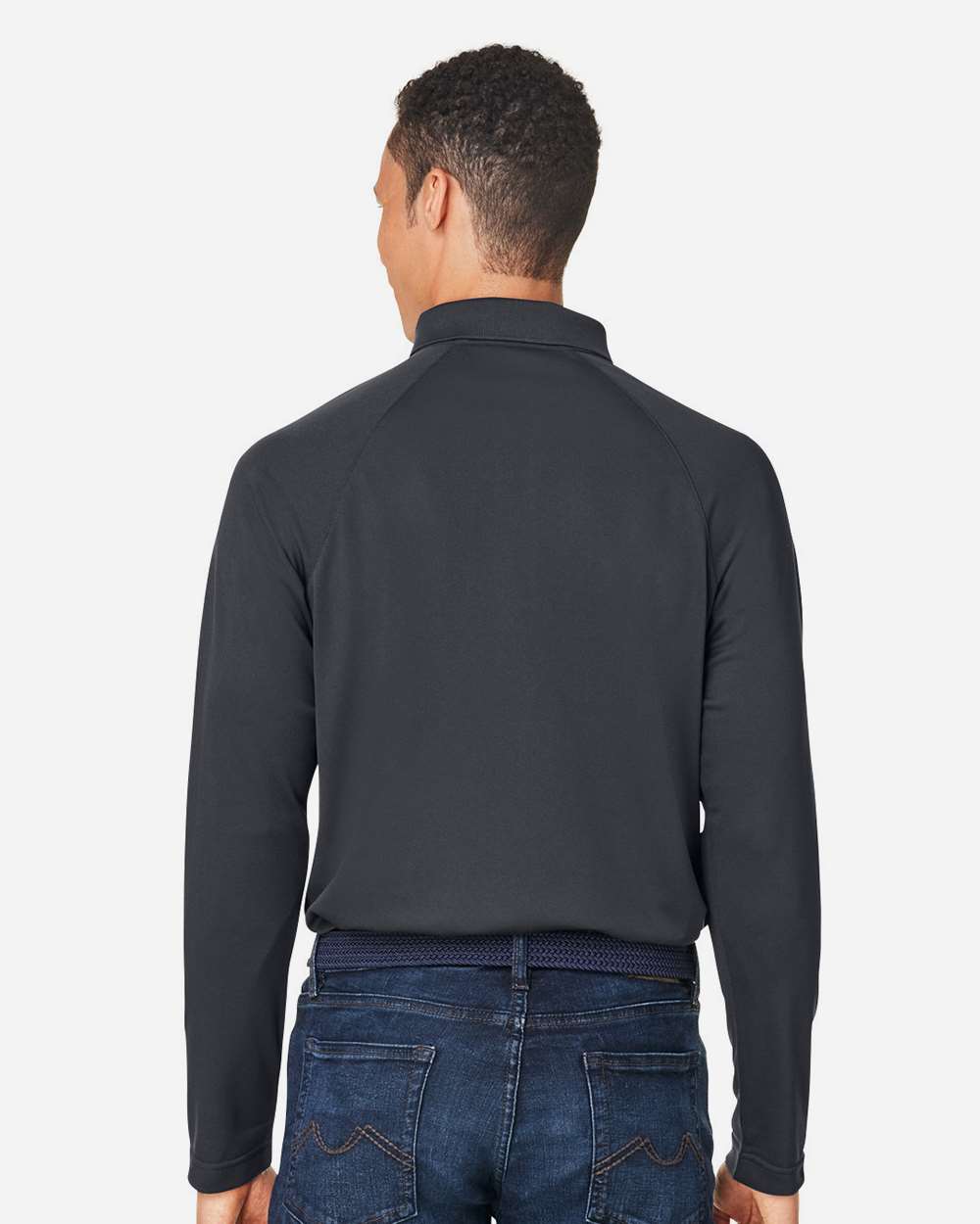 Men's Charge Snag and Soil Protect Long Sleeve Polo - OnModelBack - B197B9593 - Dark Charcoal