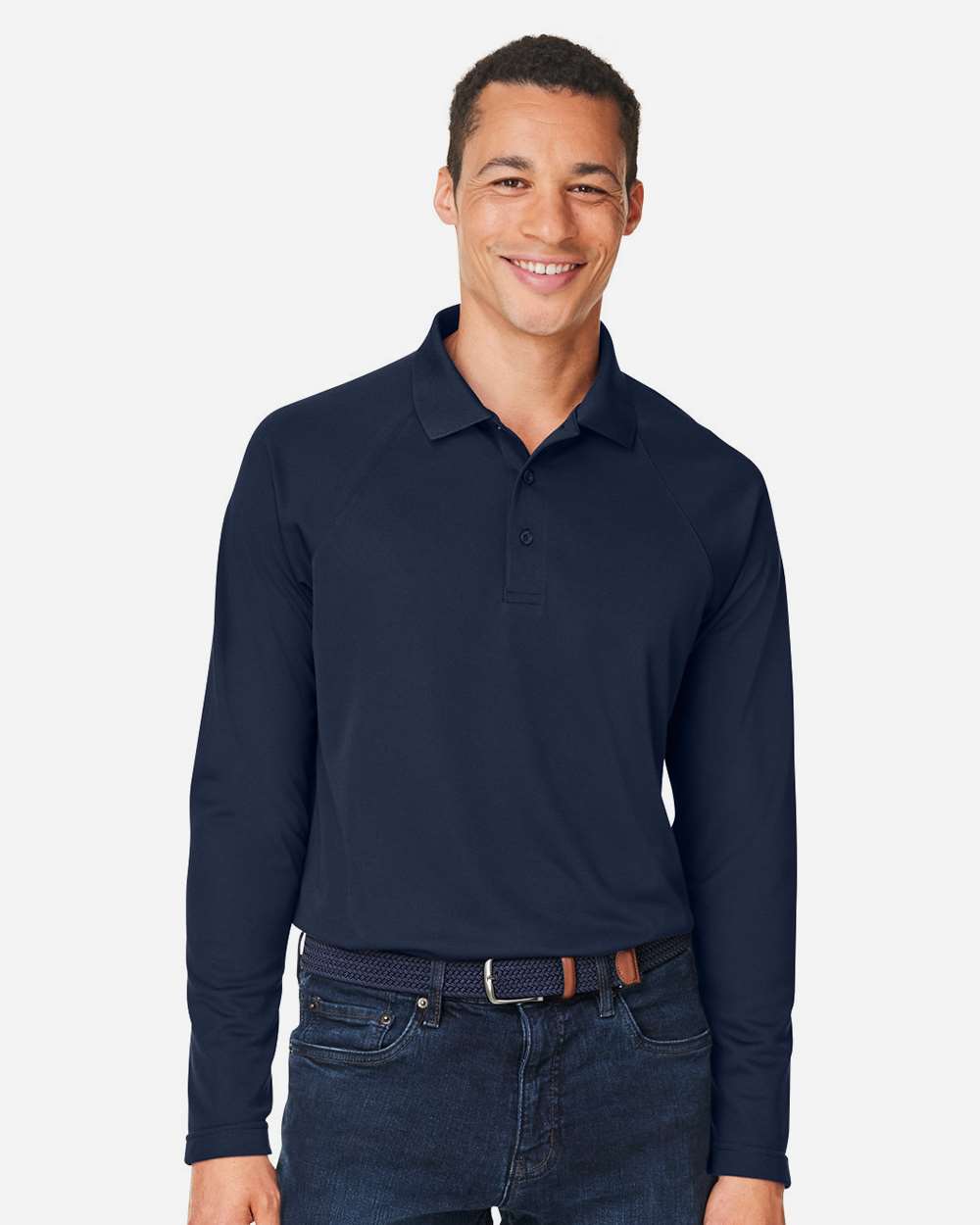 Men's Charge Snag and Soil Protect Long Sleeve Polo - OnModelFront - B197B9653 - Dark Navy