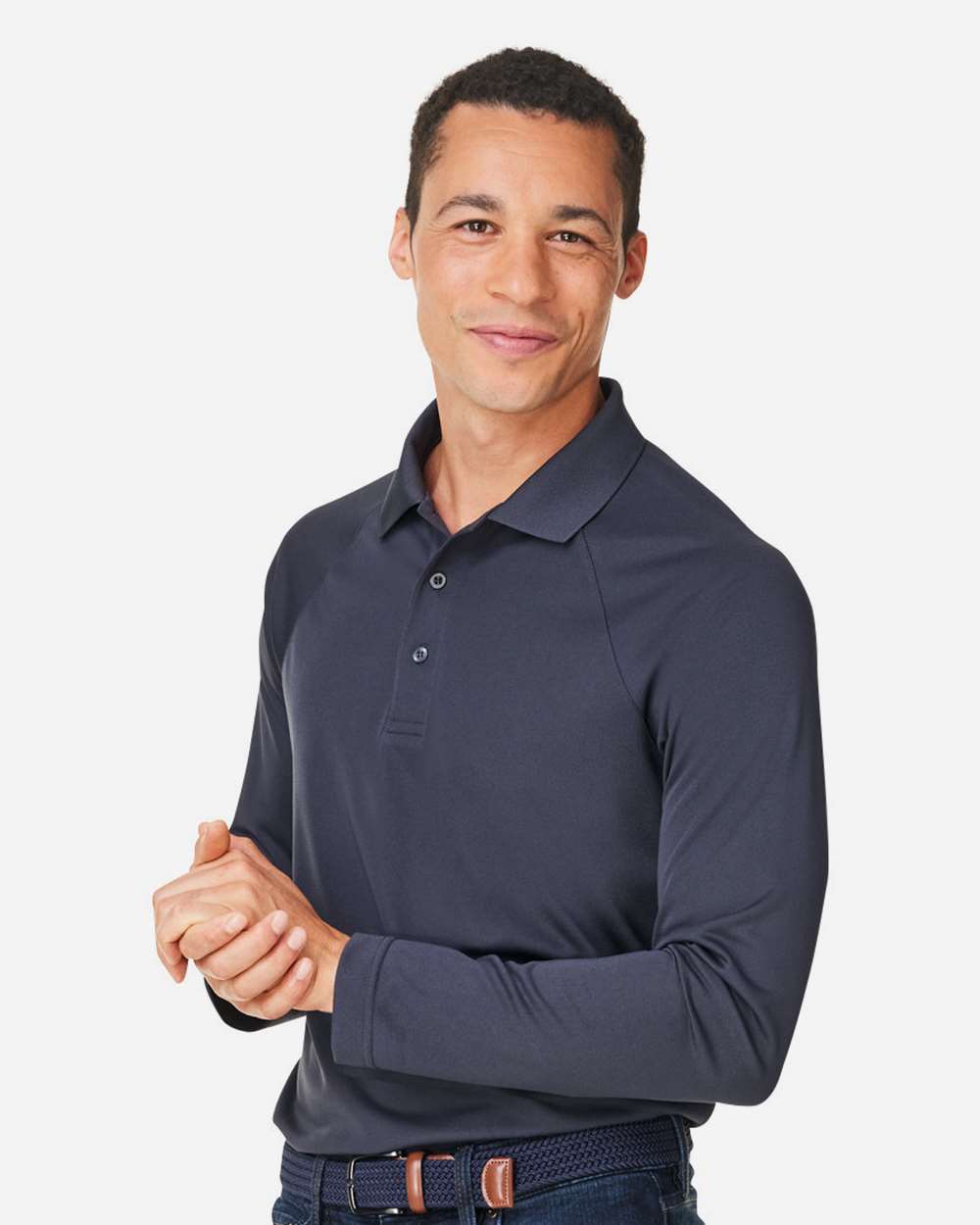 Men's Charge Snag and Soil Protect Long Sleeve Polo - OnModelSide - B197B9593 - Dark Charcoal