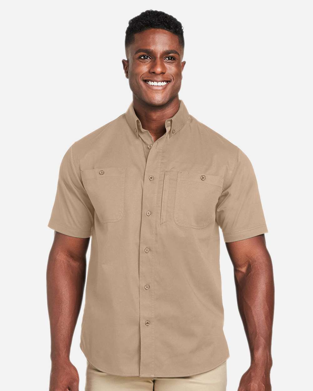 Men's Advantage IL Short Sleeve Work Shirt - OnModelFront - B262B9244 - Khaki