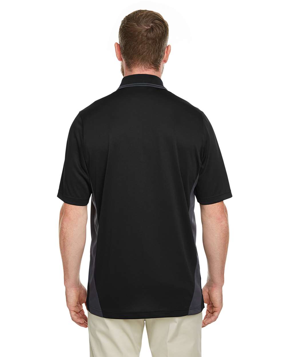 Men's Tall Flash Snag Protection Plus IL Colorblock Polo - OnModelBack - B227B9505 - Black/ Dark Charcoal