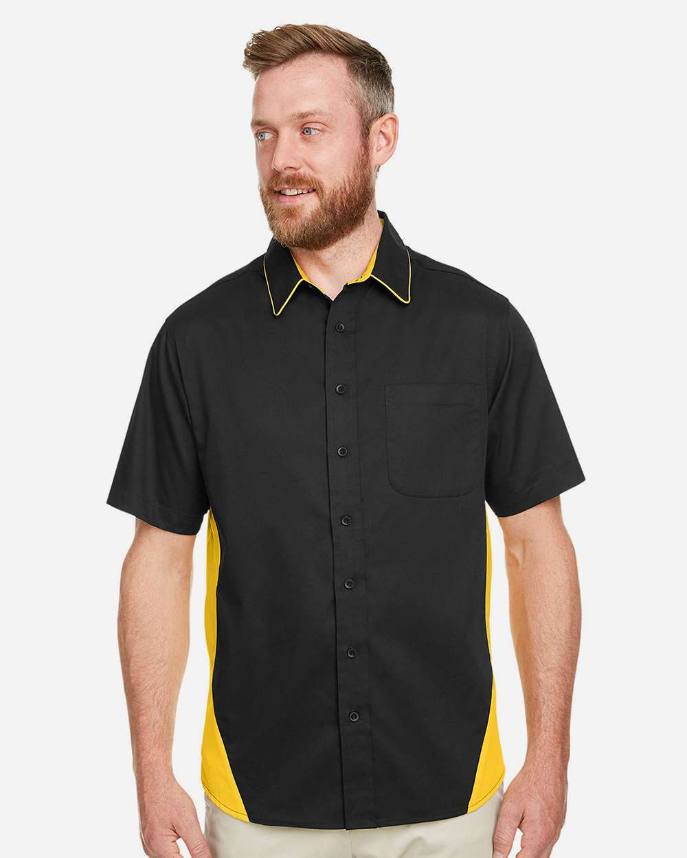 Men's Tall Flash IL Colorblock Shirt - OnModelFront - B267B9105 - Black/ Sunray Yellow